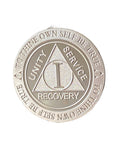 1 Year AA Medallion .999 Fine Silver .5 oz Sobriety Chip Serenity Prayer Back Elegant Design