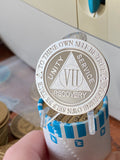 7 Year AA Medallion .999 Fine Silver .5 oz Sobriety Chip Serenity Prayer Back Elegant Design