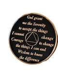 Infinity AA Medallion Black Tri-Plate Eternity Sobriety Chip Serenity Prayer Back