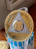 1 - 40 Year AA Medallion Bi-Plate Gold Nickel  Sobriety Chip