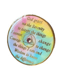 1 - 30 Year AA Medallion Psychic-Delic Rainbow Tie-Dye Patchwork Crystal Sobriety Chip