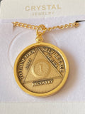 1 - 60 Year AA Medallion With Gold Plated Necklace Holder