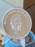 Native American in Recovery Fine Silver Dreamcatcher Medallion Blessing Prayer Sobriety Chip