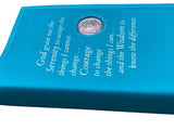 AA Big Book Cover Leather Feel Vinyl Medallion Holder Serenity Prayer Teal Color