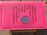 AA Big Book Cover Leather Feel Vinyl Medallion Holder Serenity Prayer Pink Color