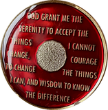 10 Year AA Medallion Metallic Mandarin Red Tri-Plate Sobriety Chip