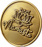 Namaste Lotus Flower Medallion with Serenity Prayer Coin Back
