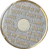 2 Year AA Medallion Opal Glitter Tri-Plate Sobriety Chip