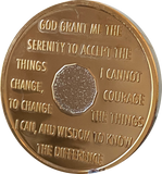 Praying Hands One Day At A Time Large 39mm Gold Plated Medallion Chip Serenity Prayer Years 1-12