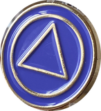 AA Lapel Pin Purple Gold Plated Circle Triangle Design No Year Plain Front 25mm