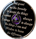 2 Year AA Medallion Purple Tri-Plate Rainbow Swarovski Crystal Sobriety Chip