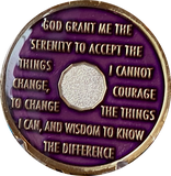 8 Year AA Medallion Metallic Purple Tri-Plate Sobriety Chip