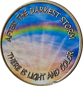After The Darkest Storm There Is Light And Color Rainbow Medallion