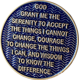 1 Year AA Medallion Antique Bronze and Reflex Blue Color Sobriety Medallion