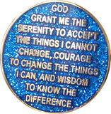 Set of 12 Blue Glitter Gold Plated AA Month 1 - 11 and 18 Months Chips Reflex Design