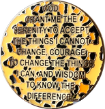 2 Year AA Medallion Reflex Leopard Gold Plated Animal Print Sobriety Chip