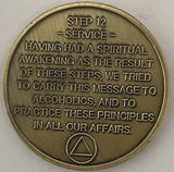 Set of 12 AA Twelve Step Coins Trust God Clean House Help Others Steps 1 - 12