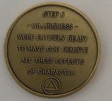 Set of 12 AA Twelve Step Coins Trust God Clean House Help Others Steps 1 - 12