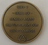 Set of 12 AA Twelve Step Coins Trust God Clean House Help Others Steps 1 - 12
