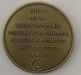 Set of 12 AA Twelve Step Coins Trust God Clean House Help Others Steps 1 - 12