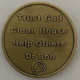 Set of 12 AA Twelve Step Coins Trust God Clean House Help Others Steps 1 - 12