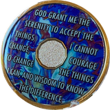 1 - 20 Year AA Medallion Sapphire Blue Swirl Tri-Plate Sobriety Chip