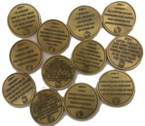 Set of 12 AA Twelve Step Coins Trust God Clean House Help Others Steps 1 - 12