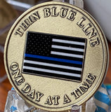 Thin Blue Line Police Law Enforcement American Flag One Day At A Time Medallion
