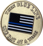 Thin Blue Line Police Law Enforcement American Flag One Day At A Time Medallion