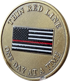 Thin Red Line Fire Fighter American Flag One Day At A Time First Responder Medallion