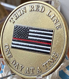 Thin Red Line Fire Fighter American Flag One Day At A Time First Responder Medallion