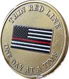 Thin Red Line Fire Fighter American Flag One Day At A Time First Responder Medallion