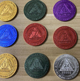 Set of 12 AA Month 1 - 11 24 Hours Medallions Aluminum Trust God Clean House Help Others Chips
