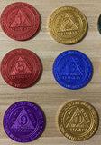 Set of 12 AA Month 1 - 11 24 Hours Medallions Aluminum Trust God Clean House Help Others Chips