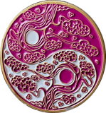 Sakura Tree Cherry Blossom Ying Yang Pink White Serenity Prayer Medallion