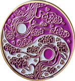 Sakura Tree Cherry Blossom Ying Yang Purple White Serenity Prayer Medallion