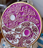 Sakura Tree Cherry Blossom Ying Yang Purple White Serenity Prayer Medallion