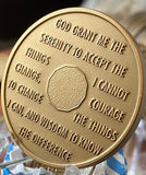 1 Year AA Medallion Premium Bronze Serenity Prayer Sobriety Chip