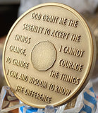 1 Year AA Medallion Premium Bronze Serenity Prayer Sobriety Chip