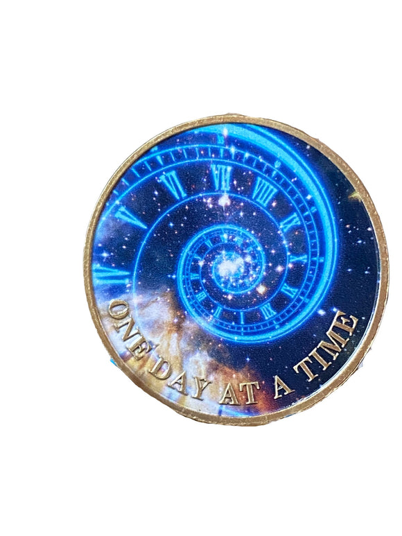Time Spiral Universe One Day At A Time Serenity Prayer Medallion
