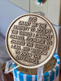 One Minute At A Time Universe Sun Moon Earth Serenity Prayer Medallion