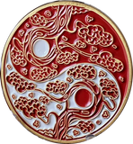 Sakura Tree Cherry Blossom Ying Yang Red and White Serenity Prayer Medallion