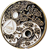 1000 Days AA Medallion Ying Yang Black and White Serenity Prayer Coin