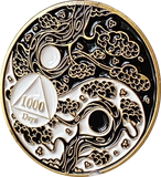1000 Days AA Medallion Ying Yang Black and White Serenity Prayer Coin