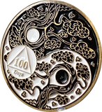 100 Days AA Medallion Ying Yang Black and White Serenity Prayer Coin