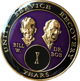 Founders AA Medallion Purple Bill & Bob Tri-Plate Sobriety Chip Year 1 - 50 - RecoveryChip