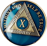 1 - 40 Year AA Medallion Midnight Blue Tri-Plate Sobriety Chip