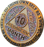 Funfetti Birthday Glitter AA Medallion Month 1 2 3 4 5 6 7 8 9 10 11 Sobriety Chip