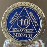 1 - 11 Month AA Medallion Reflex Blue Gold Plated Sobriety Chip Coin - RecoveryChip