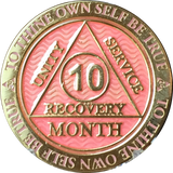 1 - 11 Month AA Medallion Reflex Pink Gold Plated Sobriety Chip Coin - RecoveryChip